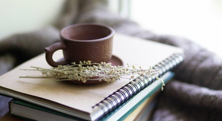 books, cup, herbs